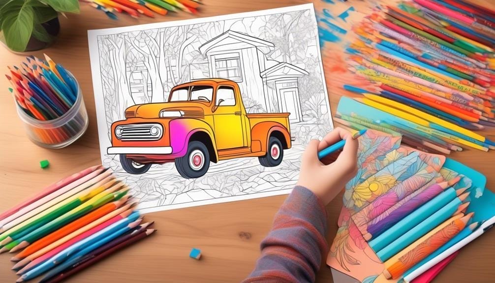 vehicle themed coloring pages for relaxation and stress relief